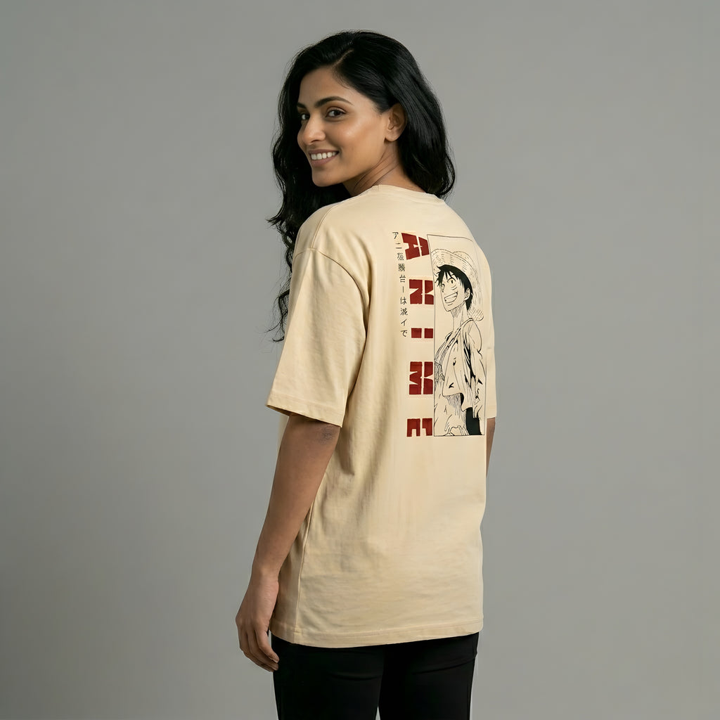 Anime Luffy Graphic T-Shirt – One Piece Unisex Oversized Tee