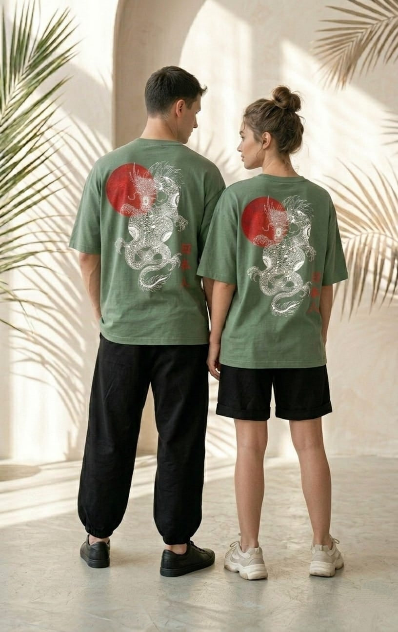 Japanese Dragon Graphic T-Shirt – Unisex Oversized Tee