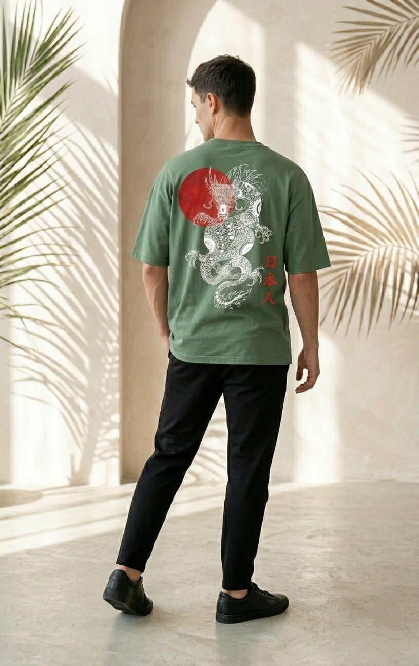 Japanese Dragon Graphic T-Shirt – Unisex Oversized Tee