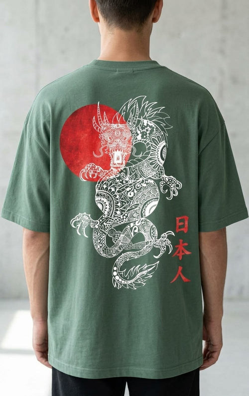 Japanese Dragon Graphic T-Shirt – Unisex Oversized Tee
